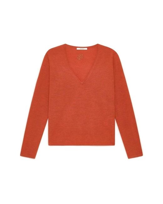 Maliparmi Red V-Neck Knitwear