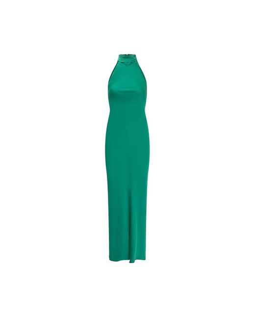 ACTUALEE Kleedjes ,Groen ,Elegante Hoge Kraag Split Jurk in het Green
