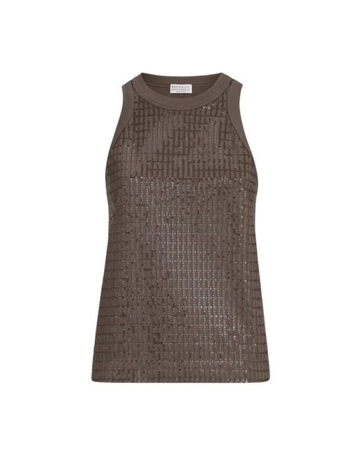 Brunello Cucinelli Brown Sleeveless Tops