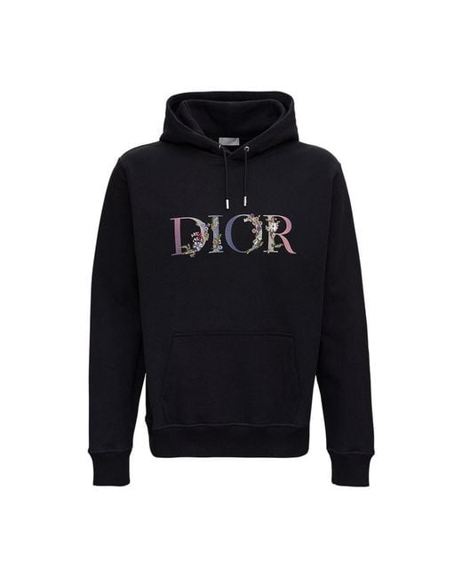 Hoodie with flower logo embroidery Dior pour homme en coloris Black