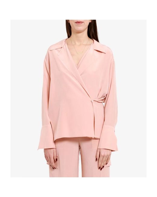 Erika Cavallini Semi Couture Poederroze Zijden Blouse Noemi in het Pink