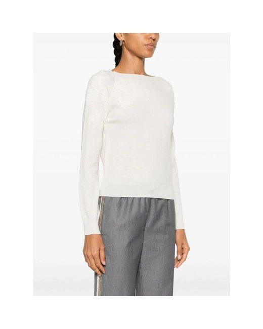 Round-Neck Knitwear Ermanno Scervino de color White