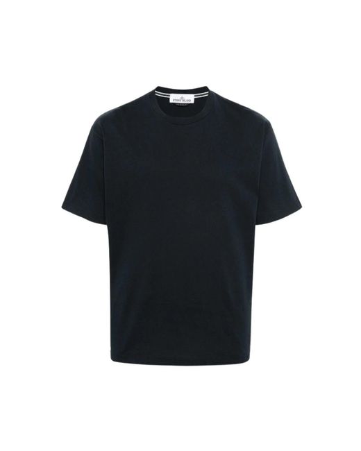 Stone Island Blau stripes six print kurzarm t-shirt in Black für Herren