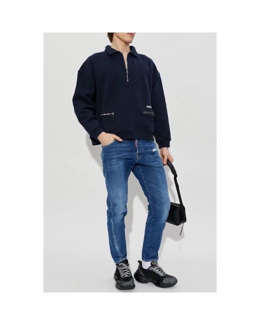 DSquared² Hoodies & Sweatvesten ,Blauw ,Katoen Sweatshirt Met Logo in het Blue voor heren