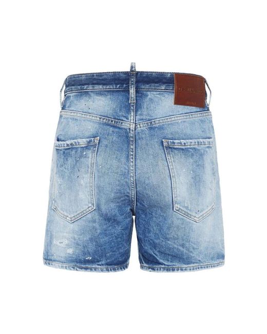 DSquared² Dunkelblaue zerrissene denim-shorts in Blue für Herren