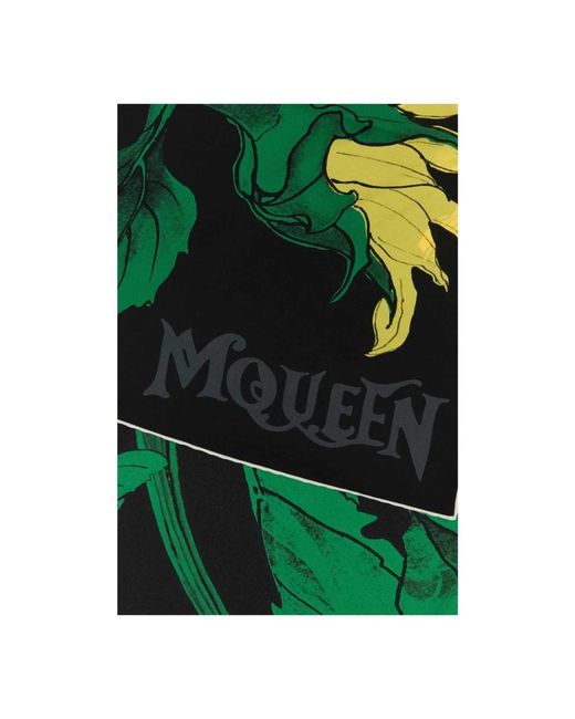 McQueen Green Silky Scarves