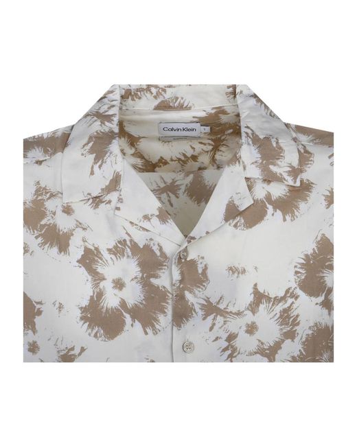 Calvin Klein Blumenmusterhemd mit kubanischem kragen in Gray für Herren