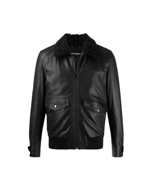 Leather Jackets di Dolce & Gabbana in Black da Uomo