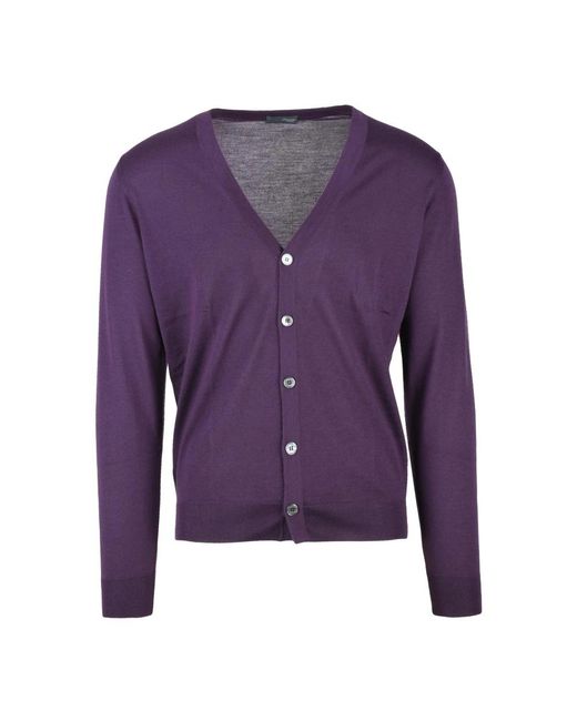 Drumohr Truien & Vesten ,Paars ,Wol Merino Wol Dunne Vest in het Purple voor heren