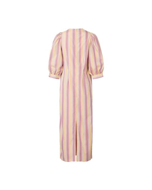 Samsøe & Samsøe Pink Gestreiftes baumwoll-midi-kleid