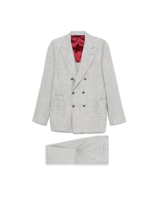 Brunello Cucinelli Graues Kleid Mit Taschen Und Knöpfen in Gray für Herren