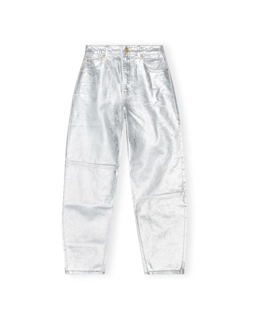 Ganni White Straight Trousers