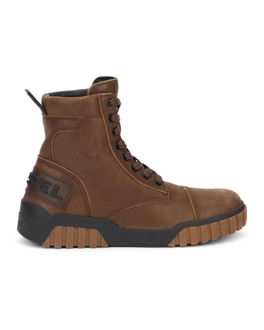 DIESEL Brown Lace-Up Boots for men