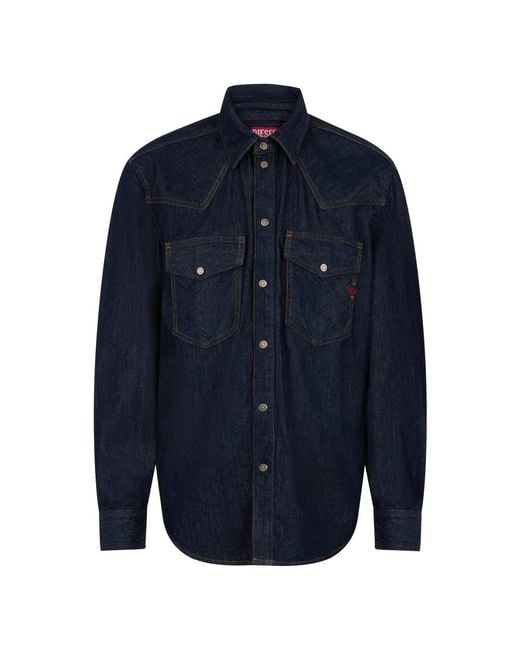 DIESEL Blue Denim Shirts for men