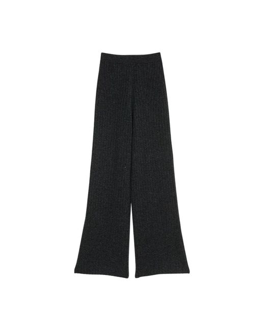 Twinset Black Ausgestellte gerippte wollmischungshose