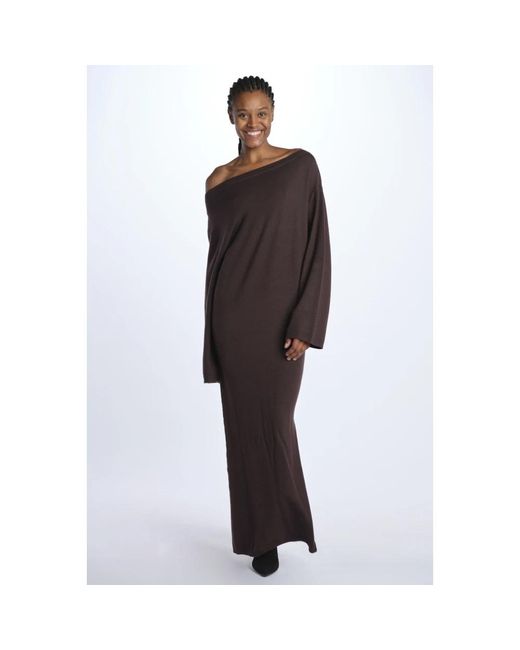Birgitte Herskind Black Braunes boot-ausschnitt strickkleid