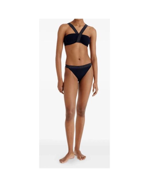 Eres Gestreepte Cross-Strap Bikini Top in het Black