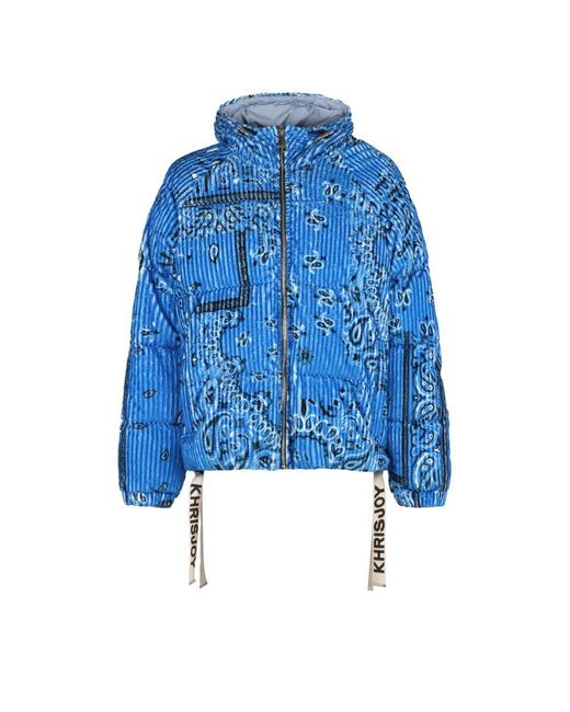 Khrisjoy Corduroy Kapuzen-Daunenjacke Mit Logo-Bändern in Blue für Herren