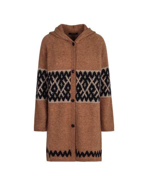 Max Mara Truien & Vesten ,Bruin ,Wol Hooded Maxi Vest in het Brown