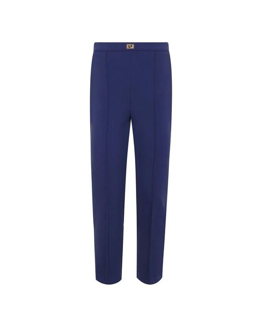 Elisabetta Franchi Blue Crepe-Stretch-Hose Mit Knöchellänge