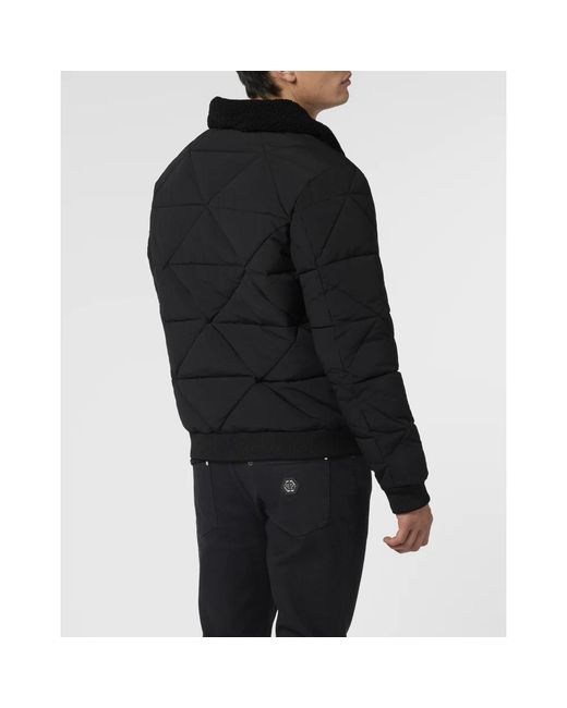 Philipp Plein Jassen ,Zwart ,Nylon Nylon Gewatteerde Jas in het Black voor heren