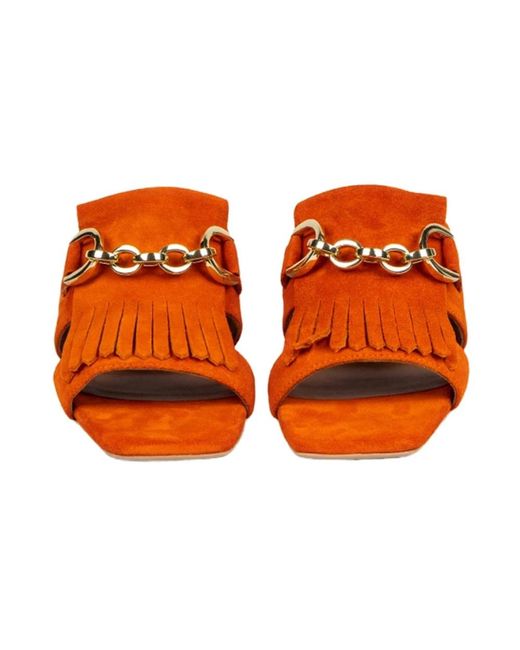 Carmens Orange Wildleder fransen loafers
