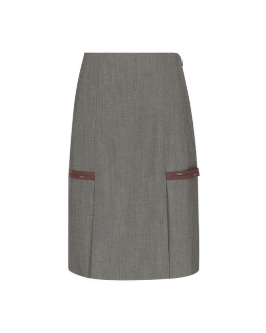 Fendi Gray Midi Skirts