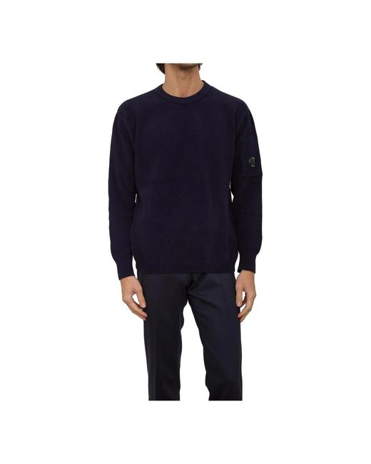 C P Company Blue Round-Neck Knitwear for men