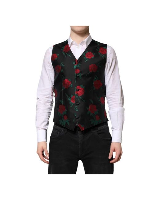 Dolce & Gabbana Black Waistcoats for men