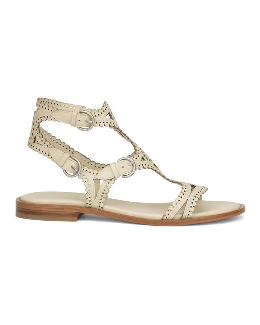 Ash Schoenen ,Leer Ivoor Geperforeerde Leren Sandalen in het Metallic