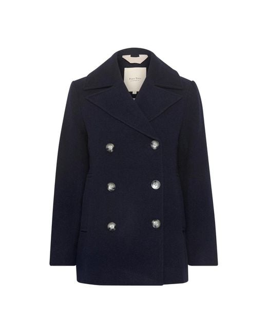 Part Two Klassieke Donkerblauwe Jas Met Knopen in het Blue
