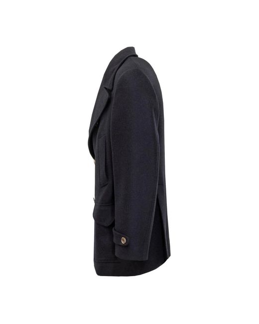 Brunello Cucinelli Double-Breasted Peacoat in het Blue voor heren