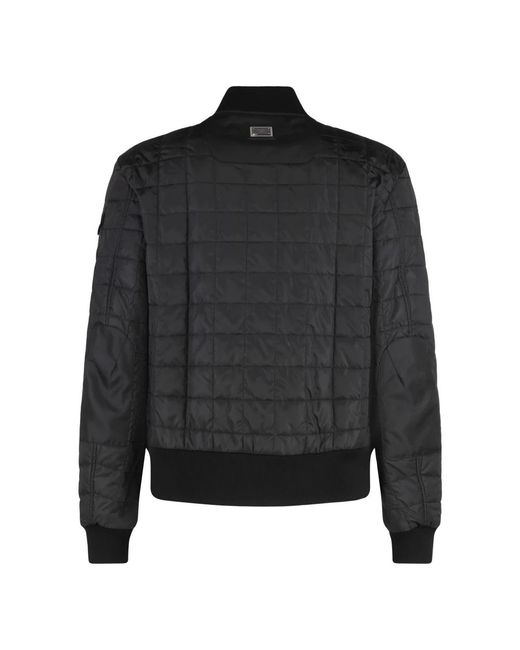 Dolce & Gabbana Jassen ,Zwart ,Wol Geribbelde Bomberjack Met Ritssluiting in het Black voor heren