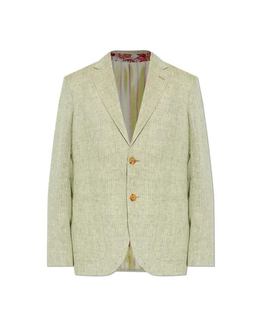 Etro Jassen ,Groen ,Linnen Linnen Blazer Met Visgraatmotief in het Green voor heren