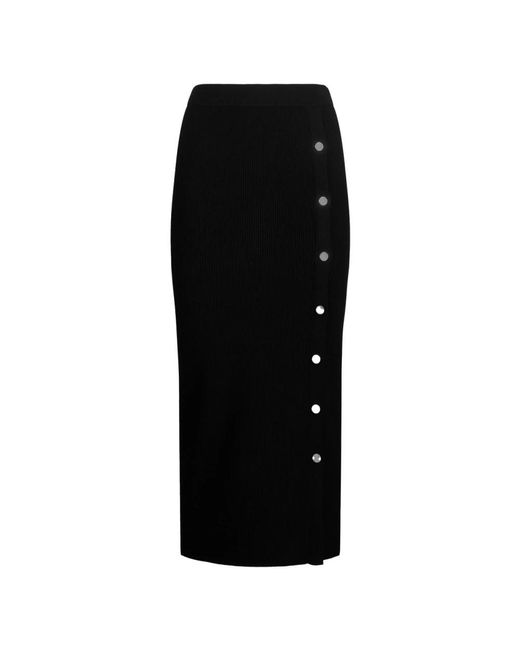 Liu Jo Black Schwarzer Gerippter Strickknopfrock