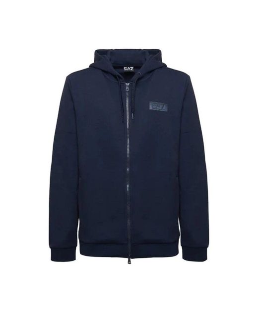 EA7 Blaue reißverschluss kapuzenpullover aw24 in Blue für Herren