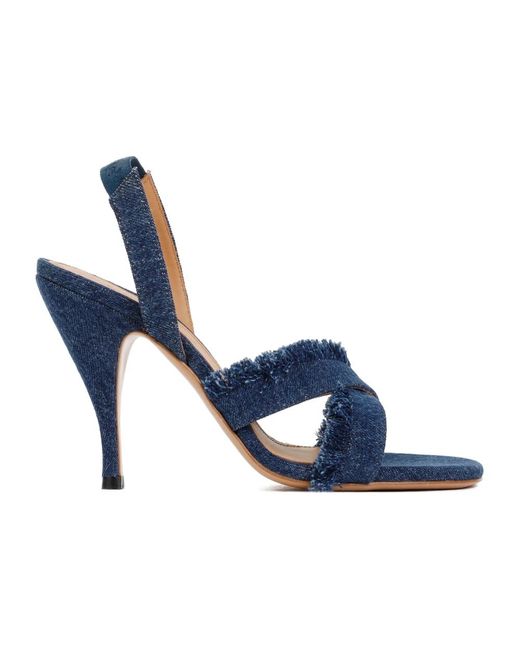 Denim curvy heel sandal di Off-White c/o Virgil Abloh in Blue