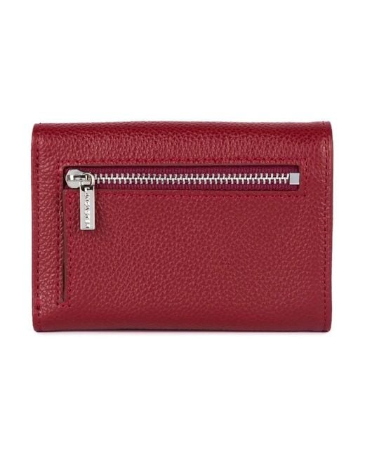Lancaster Accessoires ,Rood ,Leer Leren Kaarthouder Met Drukknoopsluiting in het Red