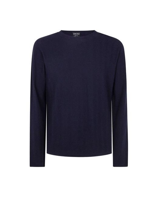 Giorgio Armani Blauer chevron strickpullover in Blue für Herren