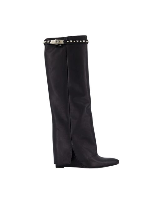 Gibaldi Black Studded Leather Wedge Boot
