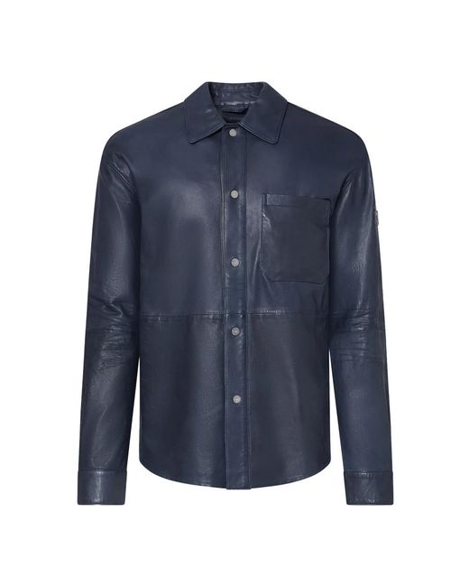 Peuterey Blue Leather Jackets for men