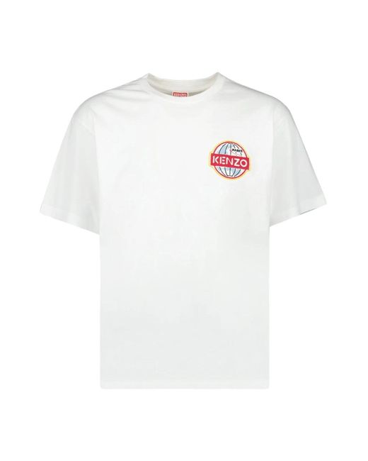 KENZO Logo besticktes rundhals t-shirt in White für Herren