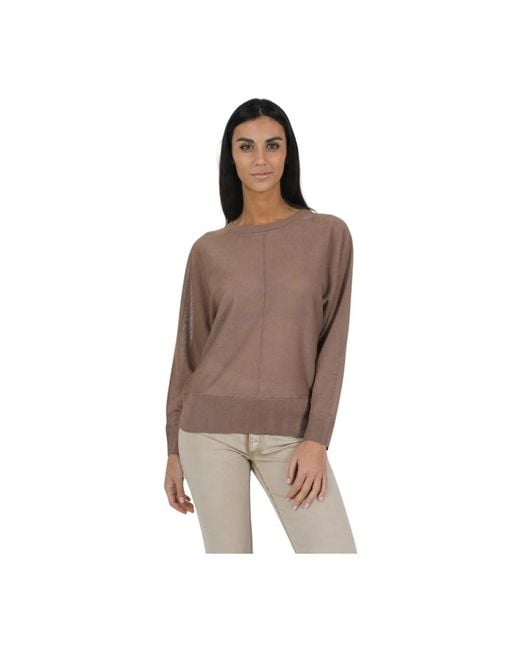 Round-Neck Knitwear di Alpha Studio in Brown