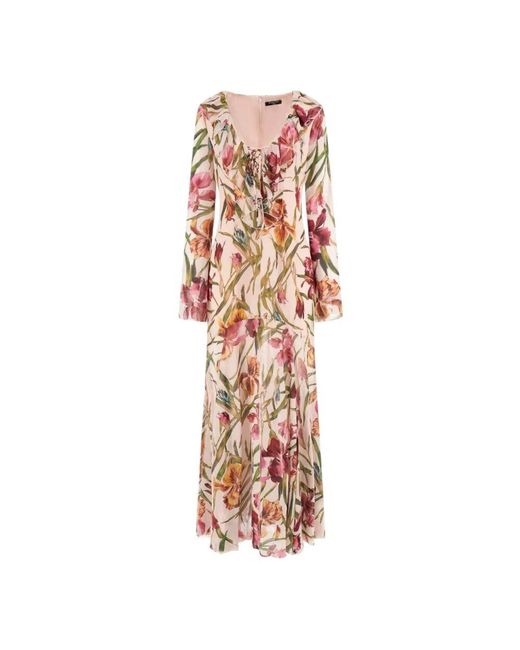 Guess Pink Langes Maxikleid Mit Blumenmuster