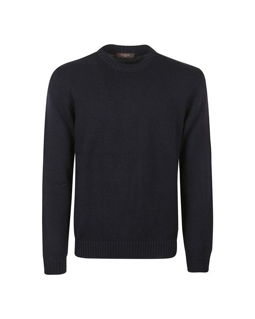 Zanone Blue Round-Neck Knitwear for men