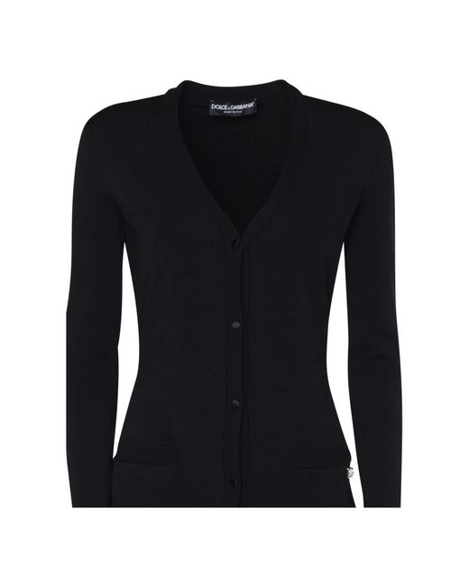 Dolce & Gabbana Black Schwarzer v-ausschnitt pullover lange ärmel