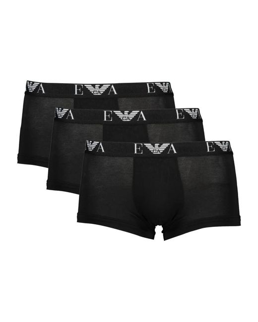 Emporio Armani Schwarze baumwollunterwäsche mit kontrastdetails in Black für Herren