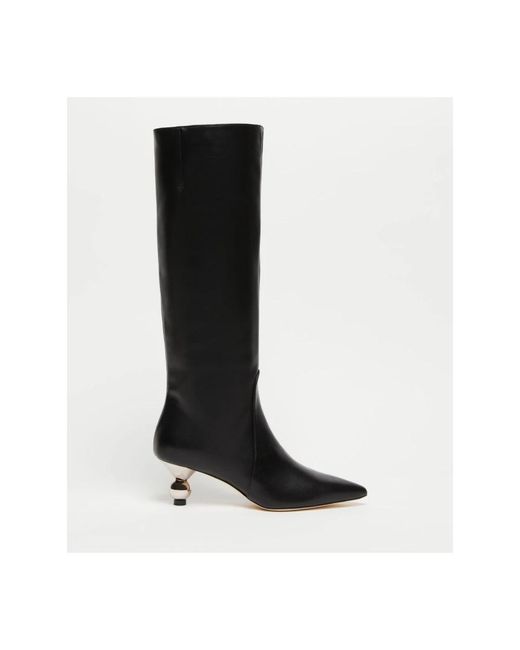 Weekend by Maxmara Geometrische Hoge Hak Leren Laarzen in het Black