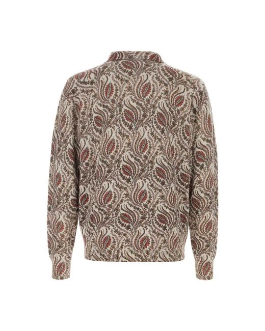 Etro Brown V-Neck Knitwear for men