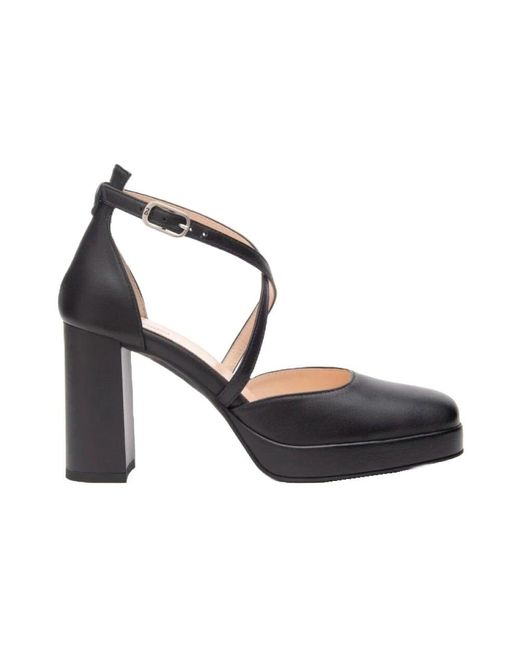 Nero Giardini Black Schwarze Lederschuhe Mit Blockabsatz